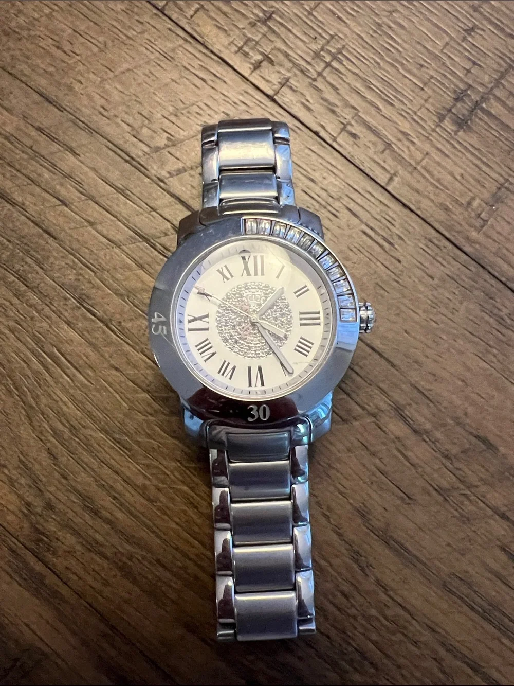 Juicy Couture Silver Tone Crystal Dial Women's Watch